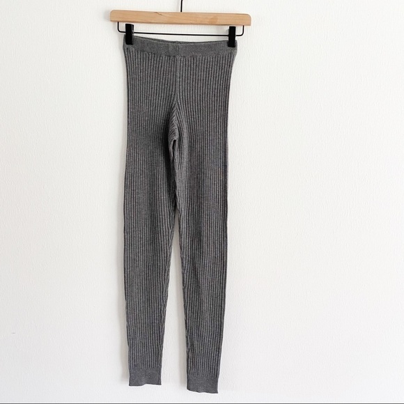 LAmade Gray High Rise Rib Knit Cozy Leggings Footless Tights XS - Picture 3 of 8